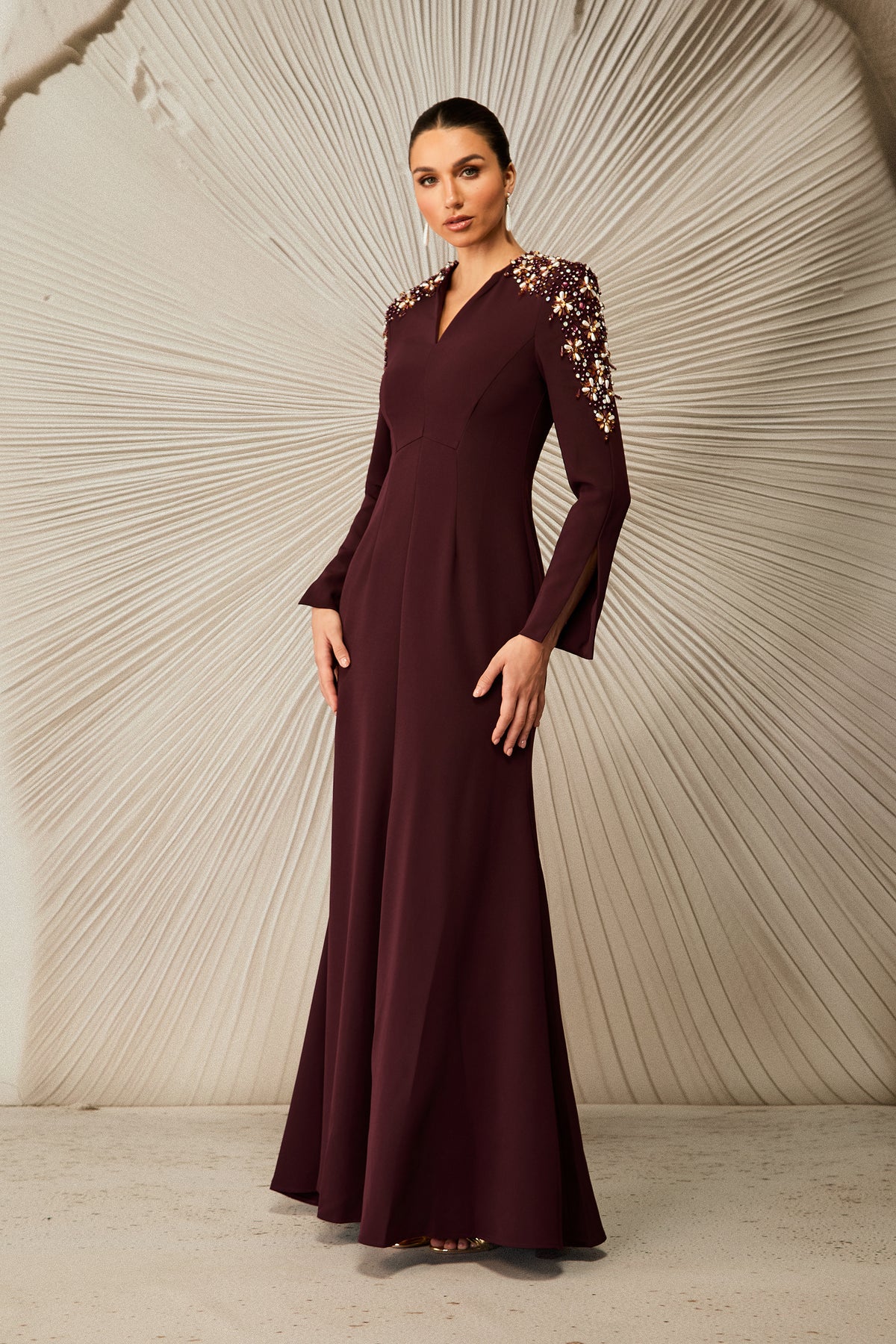 Abigail Embellished V-Neck Maxi Dress
