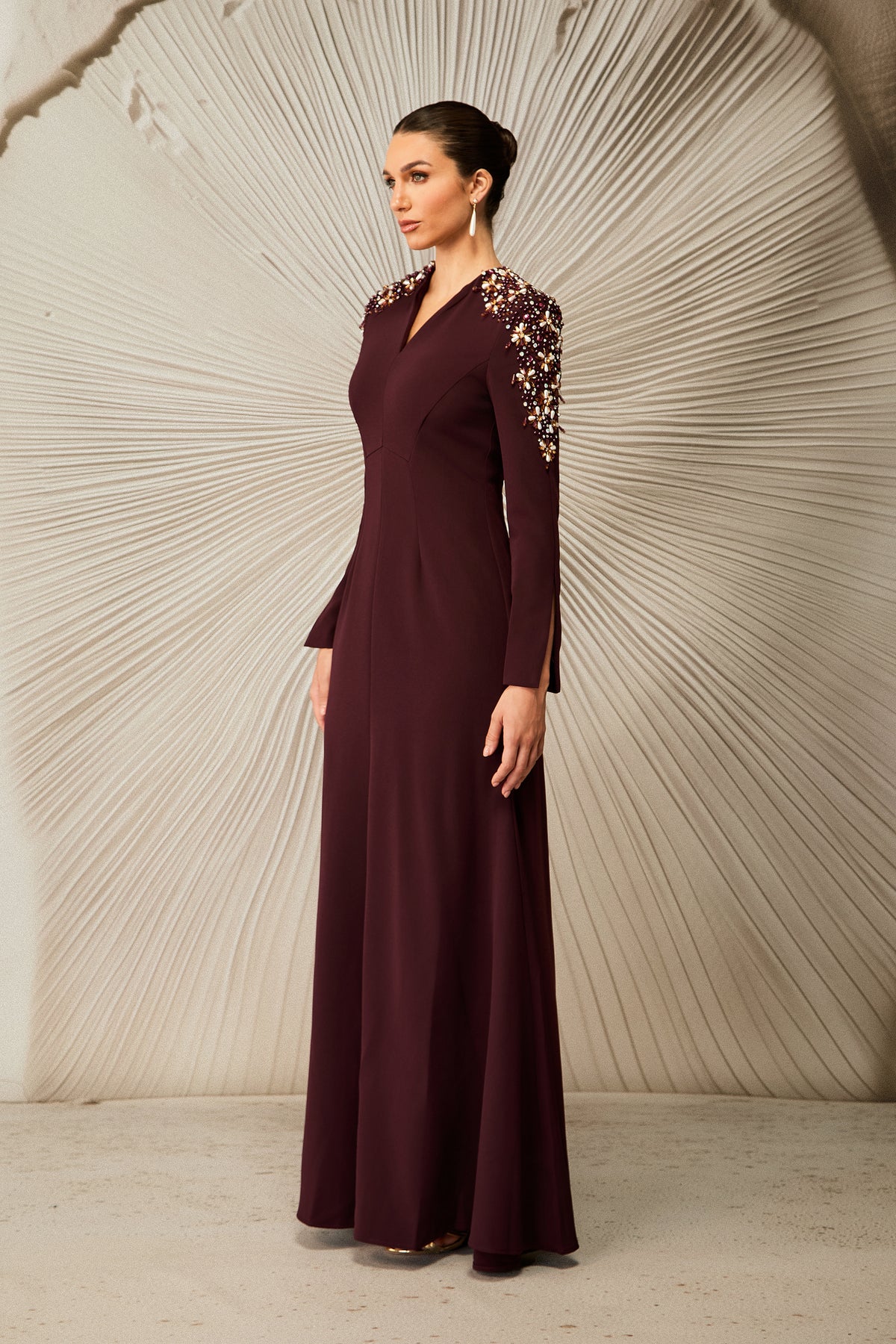 Abigail Embellished V-Neck Maxi Dress