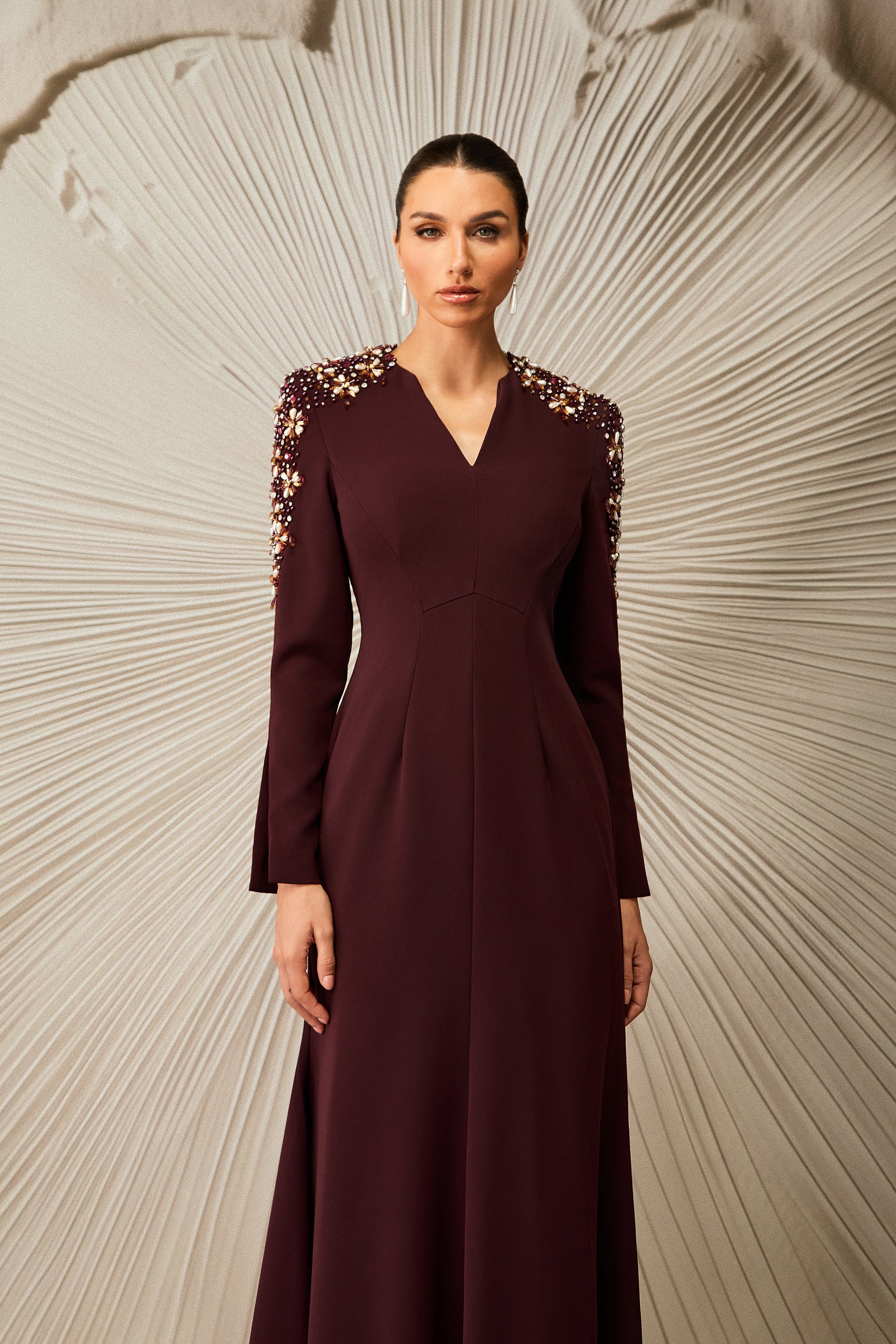 Abigail Embellished V-Neck Maxi Dress