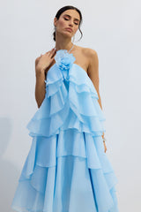 Sibley Halterneck Tiered Ruffle Maxi Dress