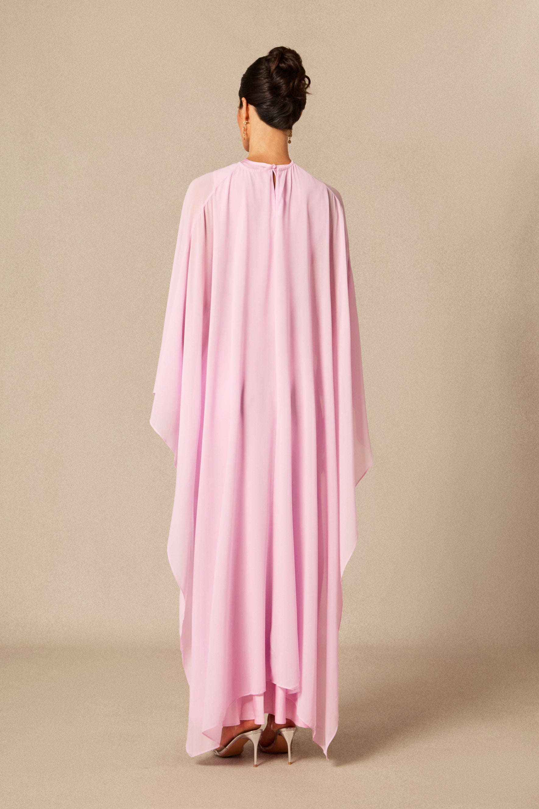 Juliana Crew Neck Sleeveless Maxi Dress with Cape