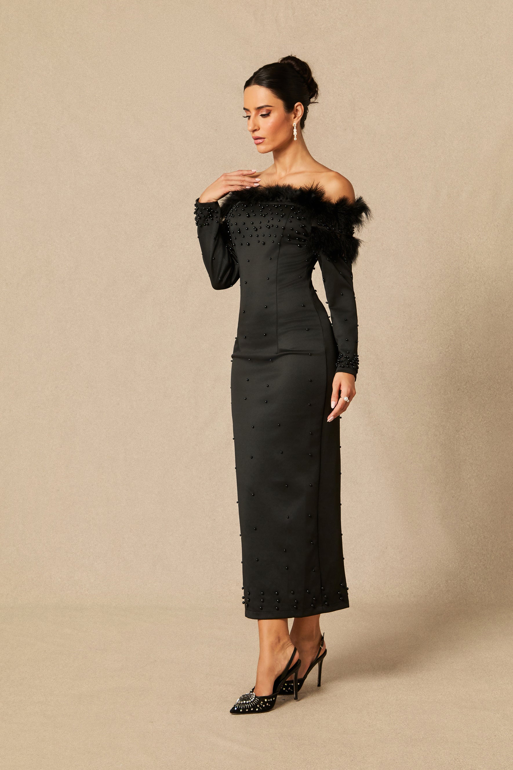 Beverly Off Shoulder Embellished Maxi Dress