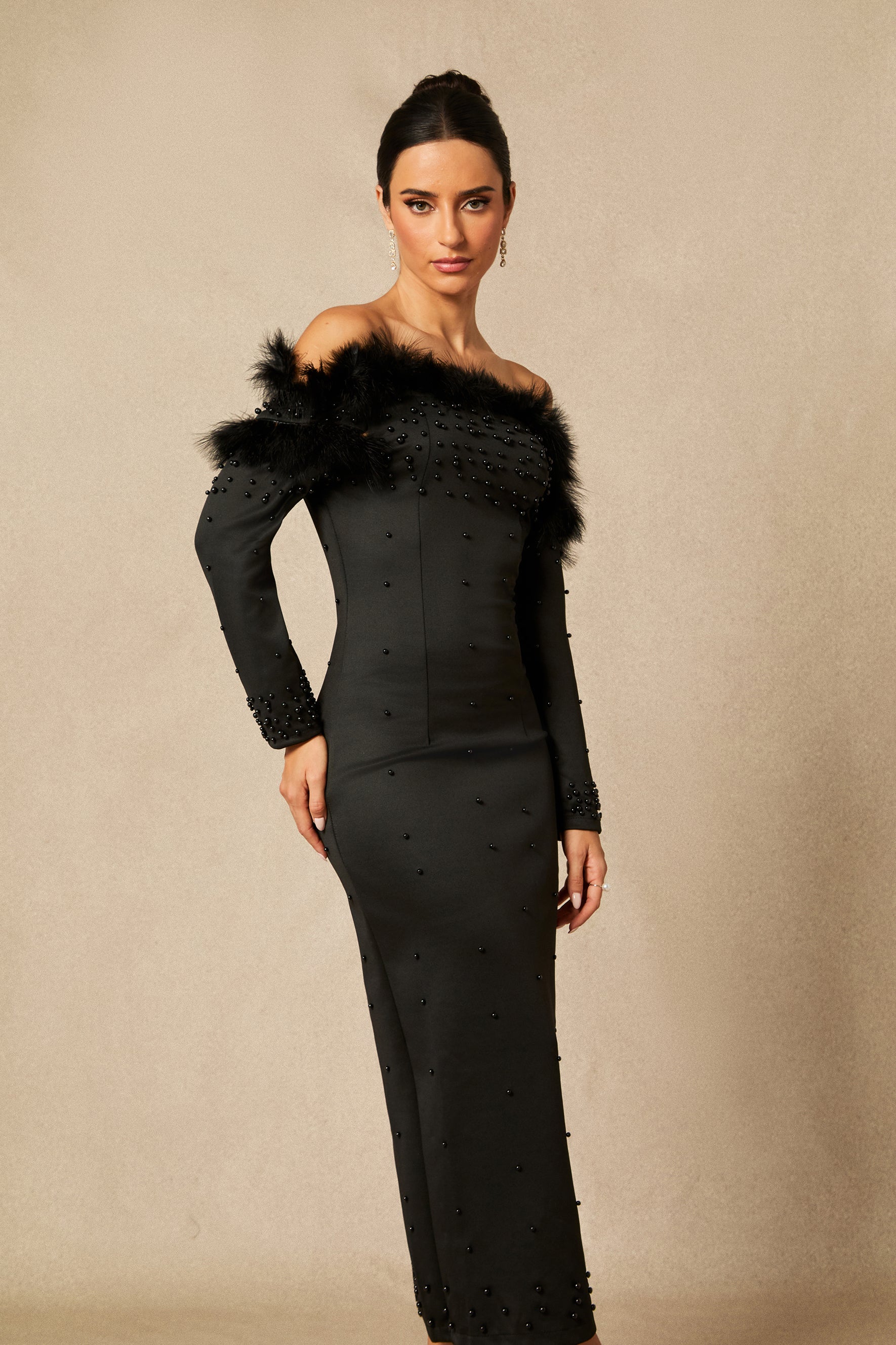 Beverly Off Shoulder Embellished Maxi Dress
