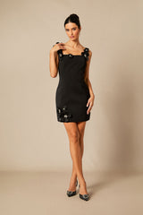 Lara Floral Embellished Square Neck Mini Dress