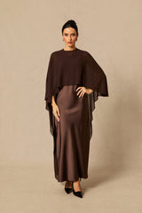 Juliana Crew Neck Sleeveless Maxi Dress with Cape