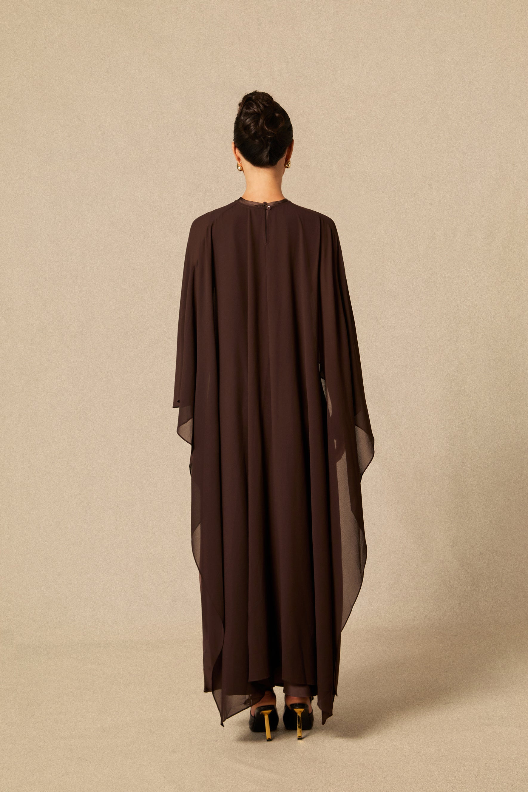 Juliana Crew Neck Sleeveless Maxi Dress with Cape