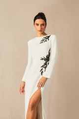 Ophelia Long Sleeve Beaded Maxi Slit Dress