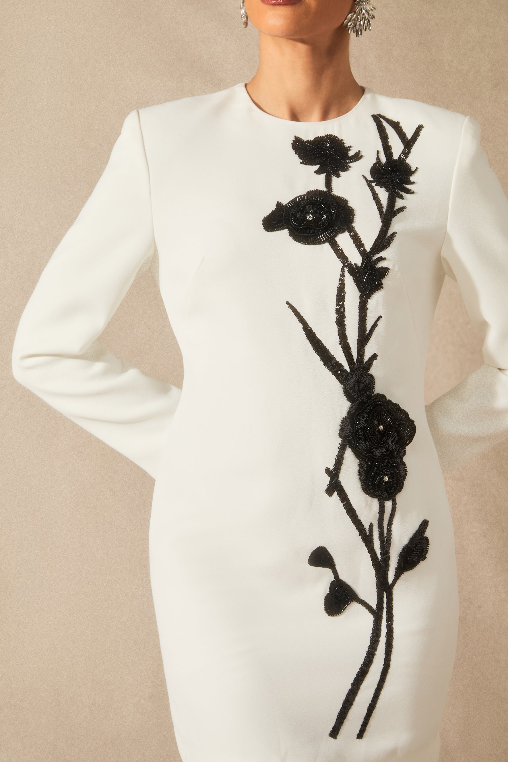 Venus Floral Embroidery Bead Mini Dress