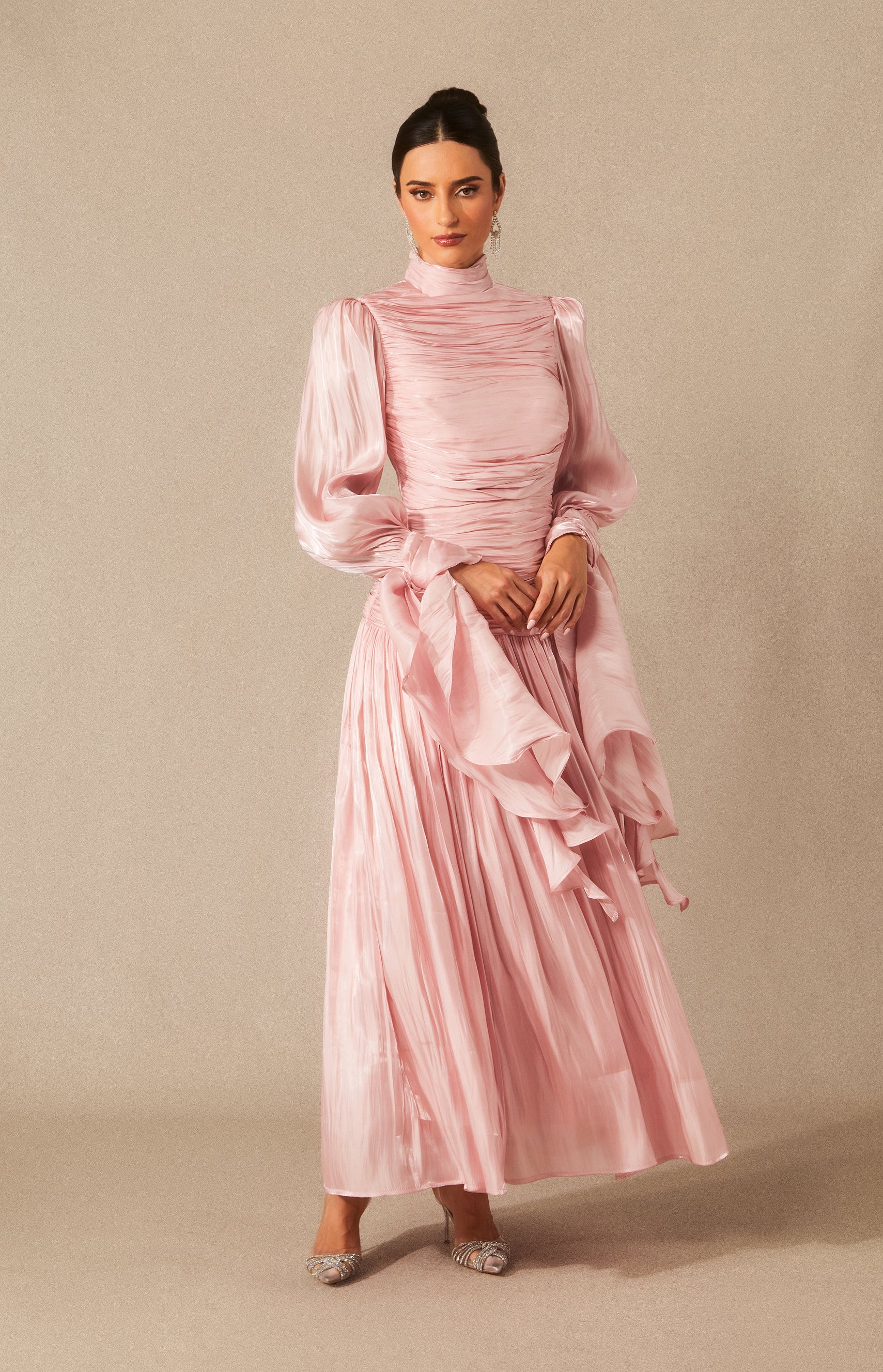 Kinsley Puff Sleeve Ruched Bodice Maxi Dress