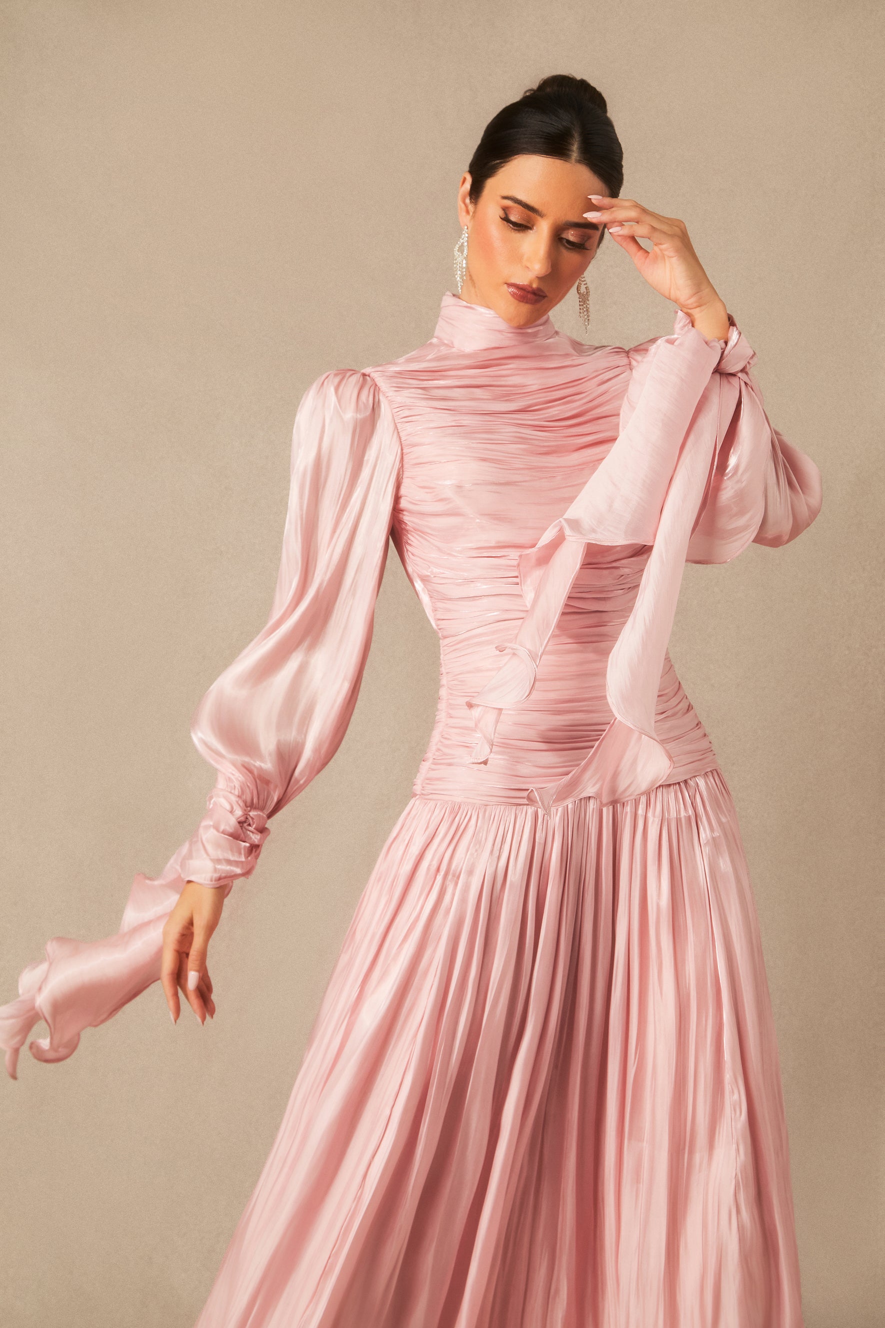 Kinsley Puff Sleeve Ruched Bodice Maxi Dress
