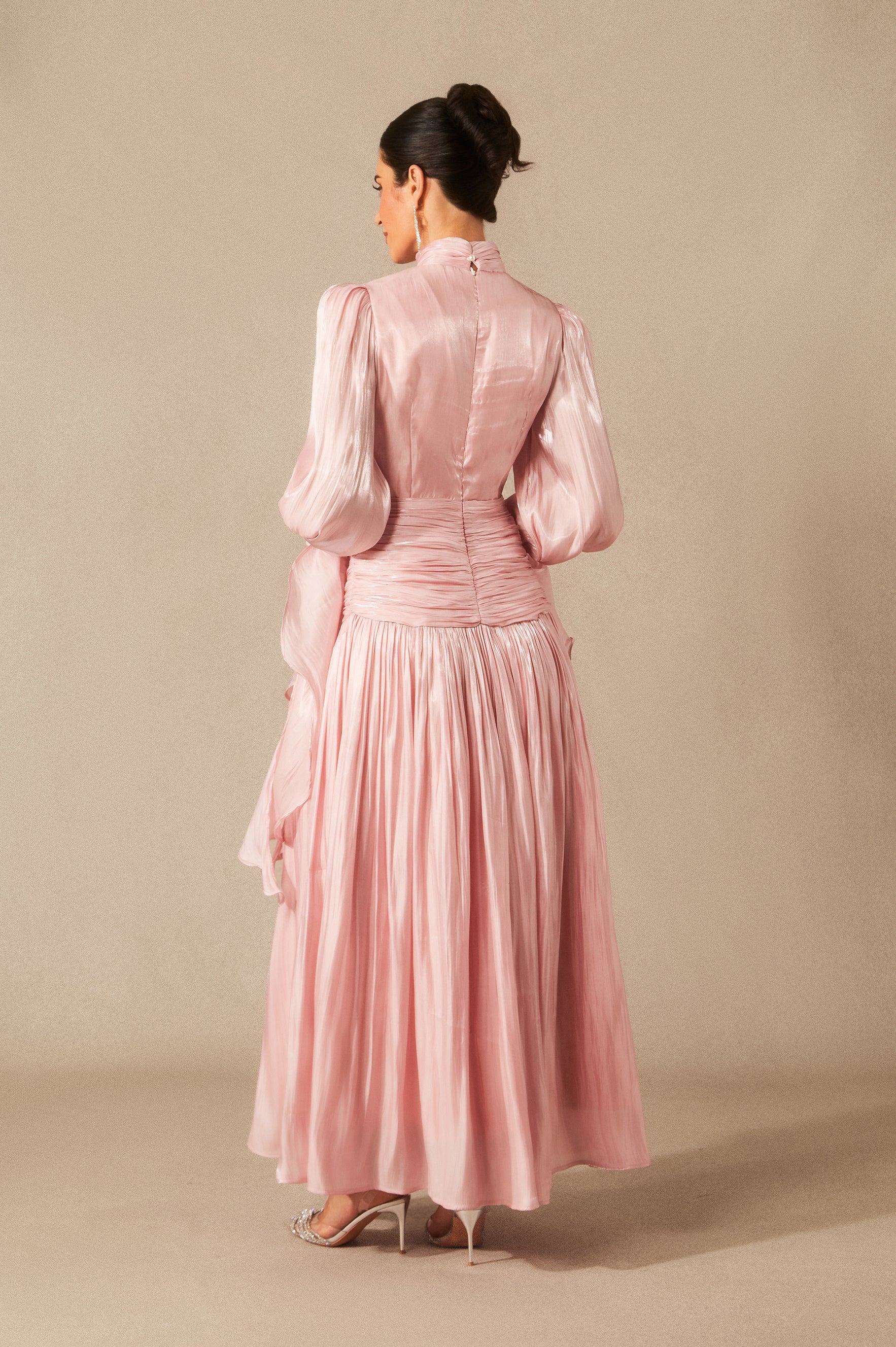 Kinsley Puff Sleeve Ruched Bodice Maxi Dress