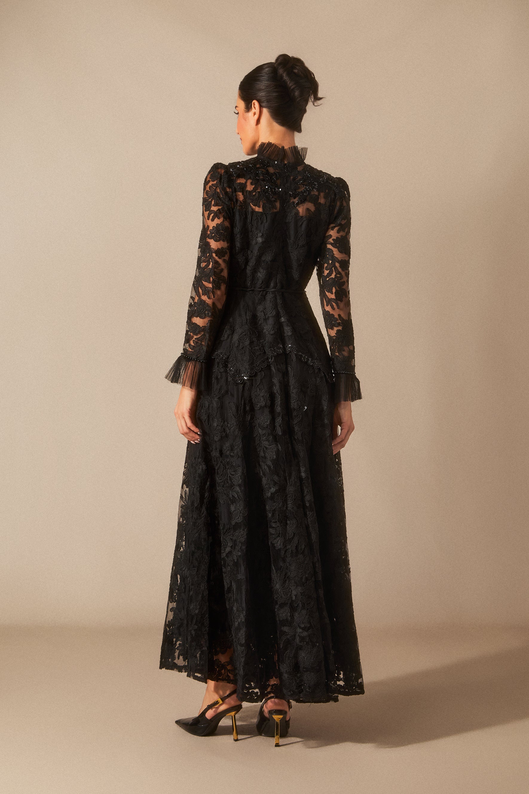 Alice Floral Lace Mock Neck Maxi Dress