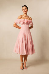 Vita Off Shoulder Ruffle Midi Dress