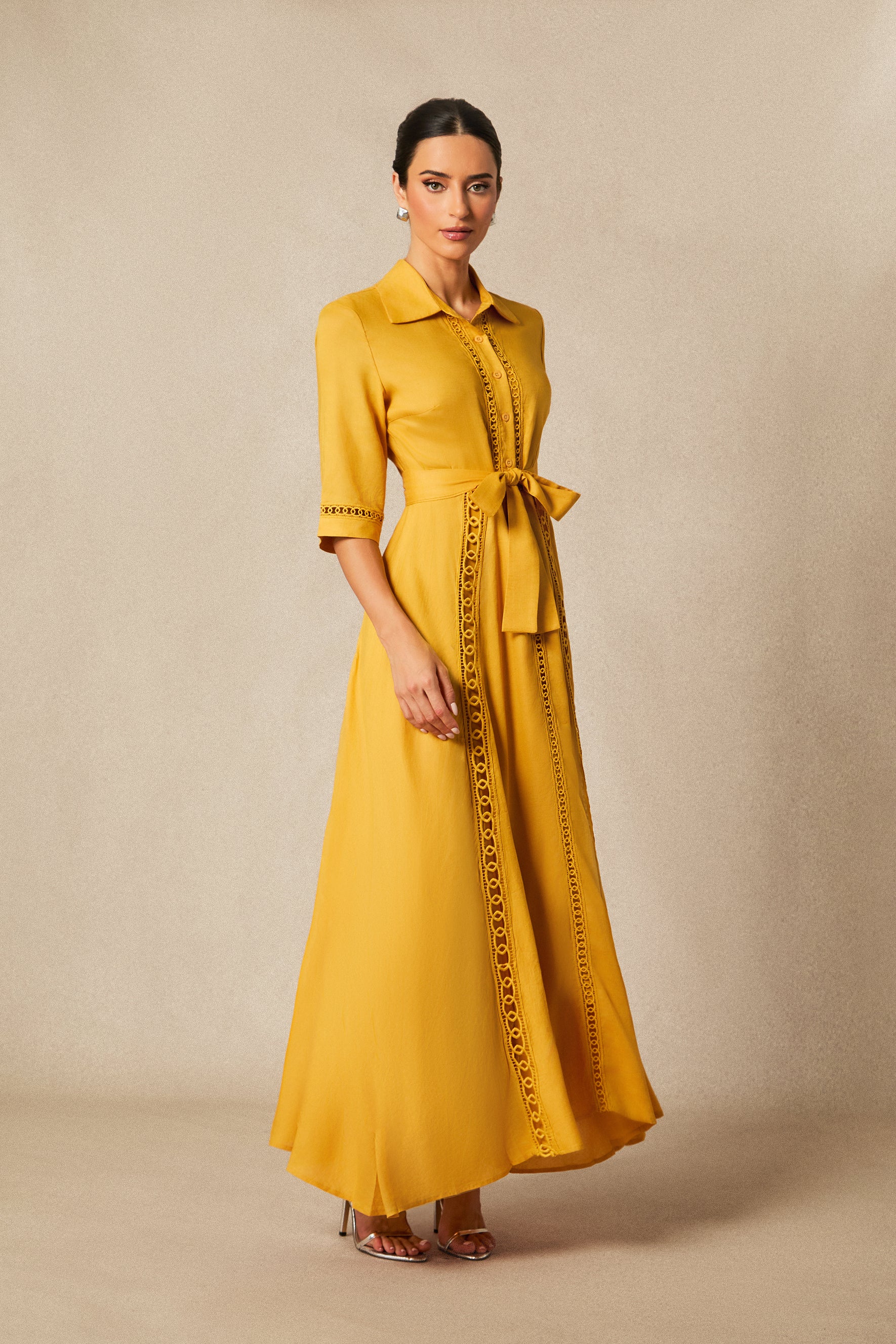 Angelina Lace Embroidered Short Sleeve Maxi Dress