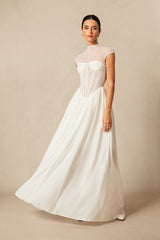 Alyssa Cap Sleeve Corset Maxi Dress