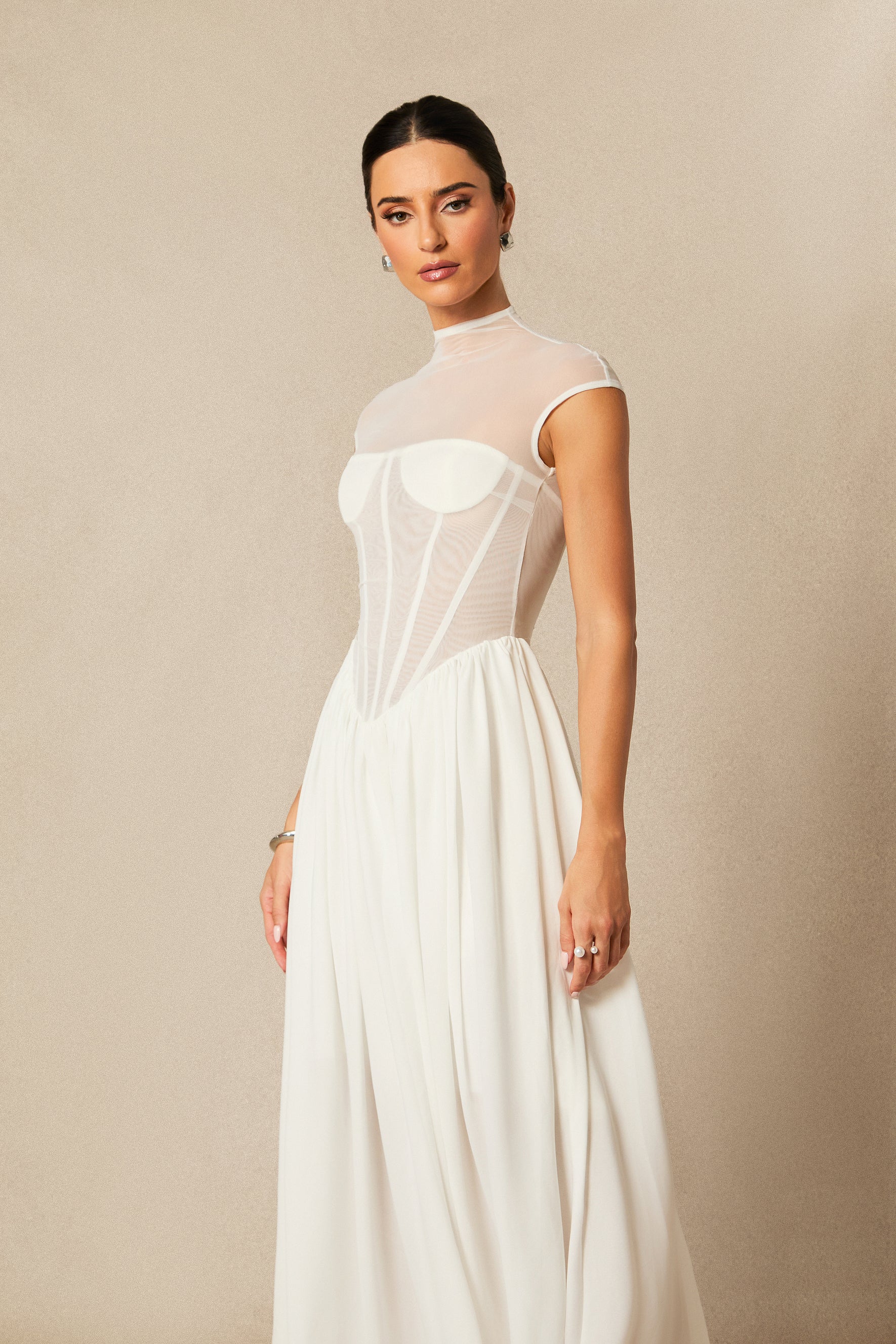 Alyssa Cap Sleeve Corset Maxi Dress