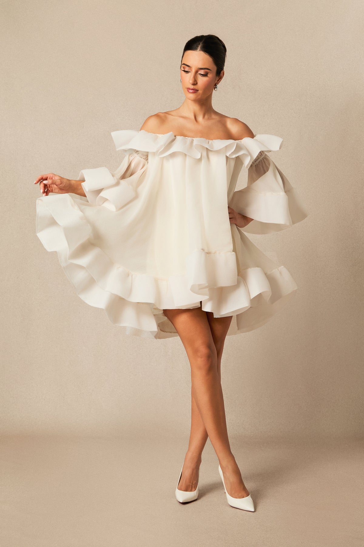 Jessica Off Shoulder Ruffle Mini Dress