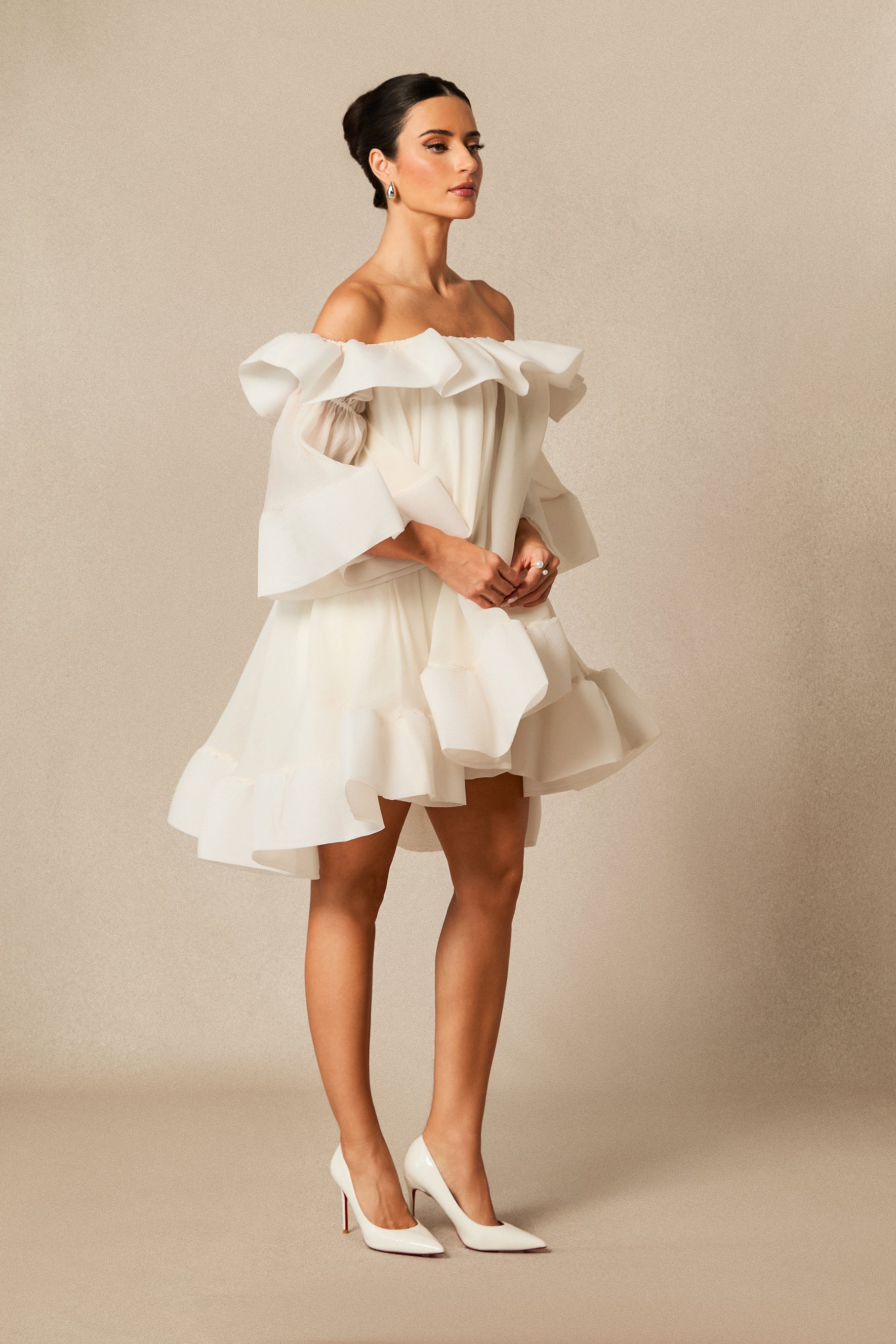 Jessica Off Shoulder Ruffle Mini Dress