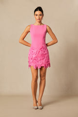 Matilda Sleeveless Floral Applique Mini Dress