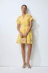 Endless Summer Yellow Sheer Floral Lace Mini Dress