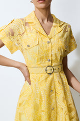 Endless Summer Yellow Sheer Floral Lace Mini Dress