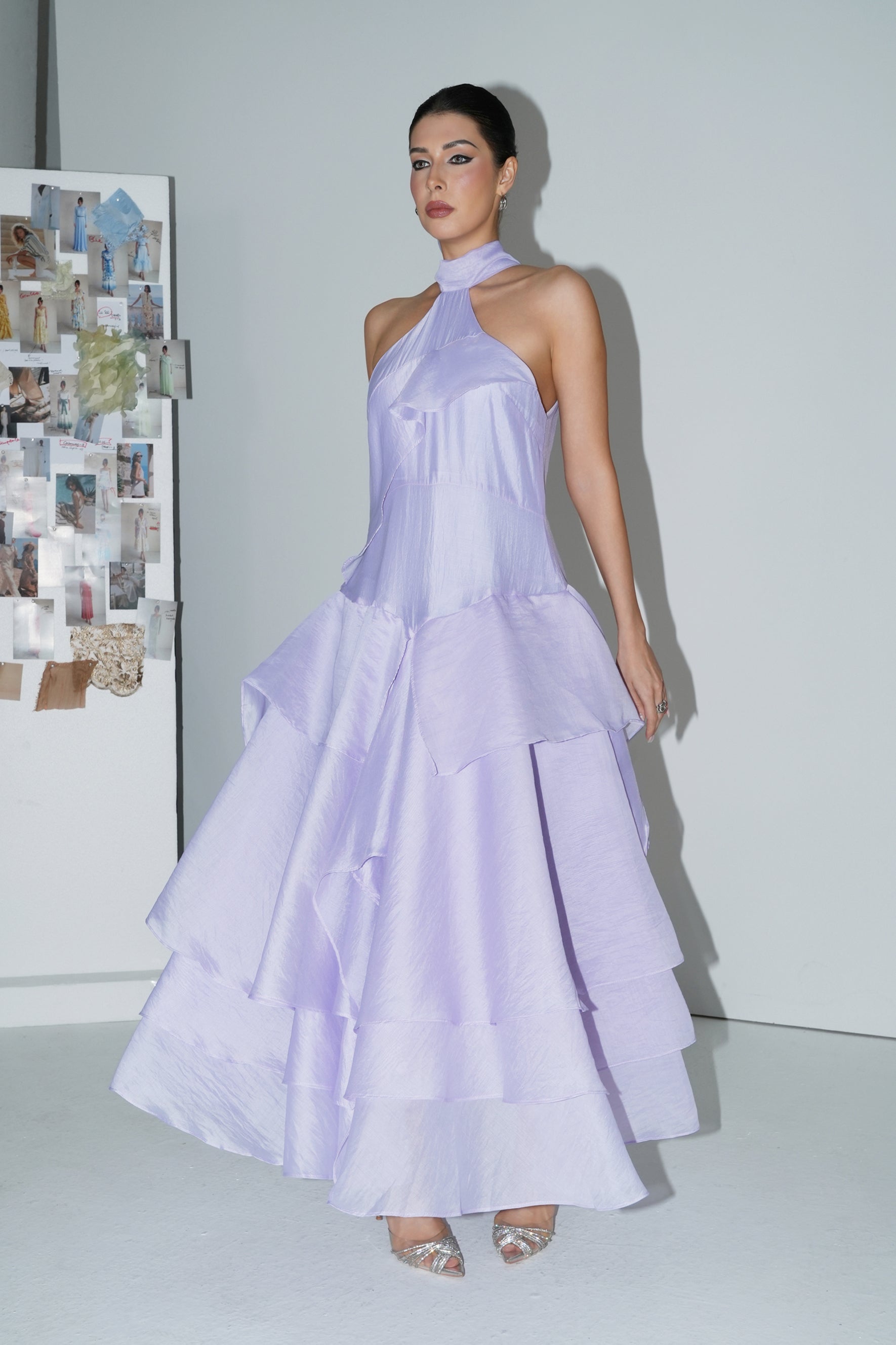 Always Turning Heads Purple Halter Neck Tiered Ruffle Maxi Dress