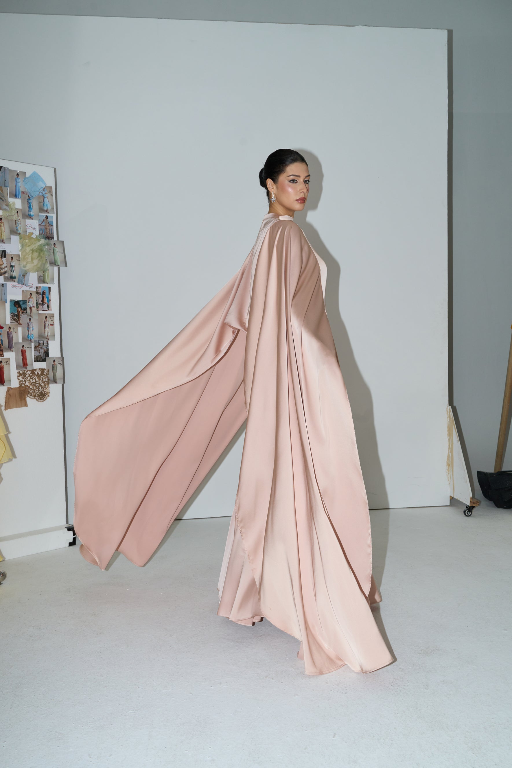 Oh My Elegance Pink Draped Cape Top & Maxi Skirt Set