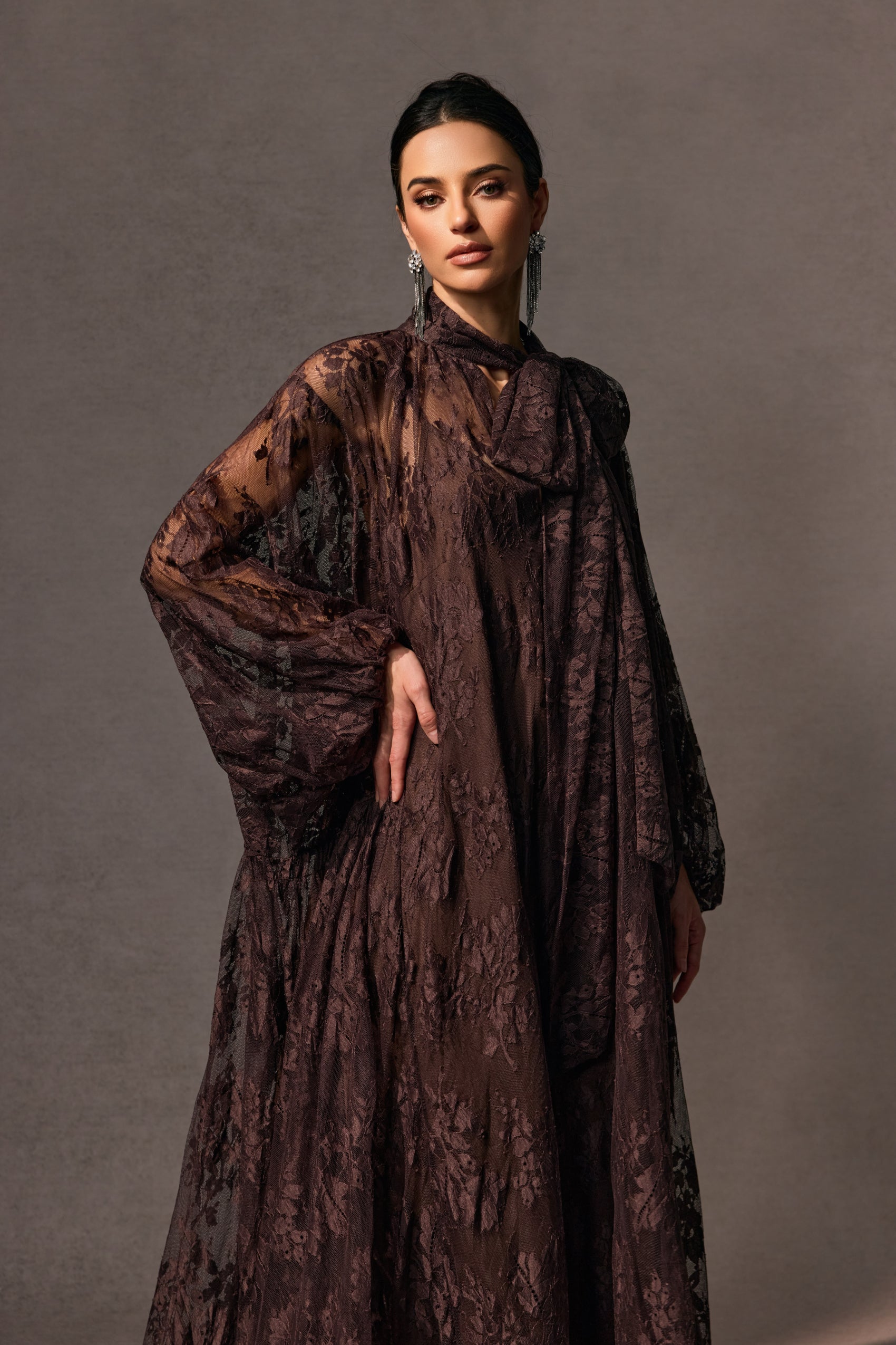 Catharine Floral Lace Sheer Maxi Dress