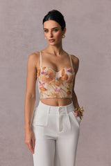 Lynn Floral Beaded Bustier Top