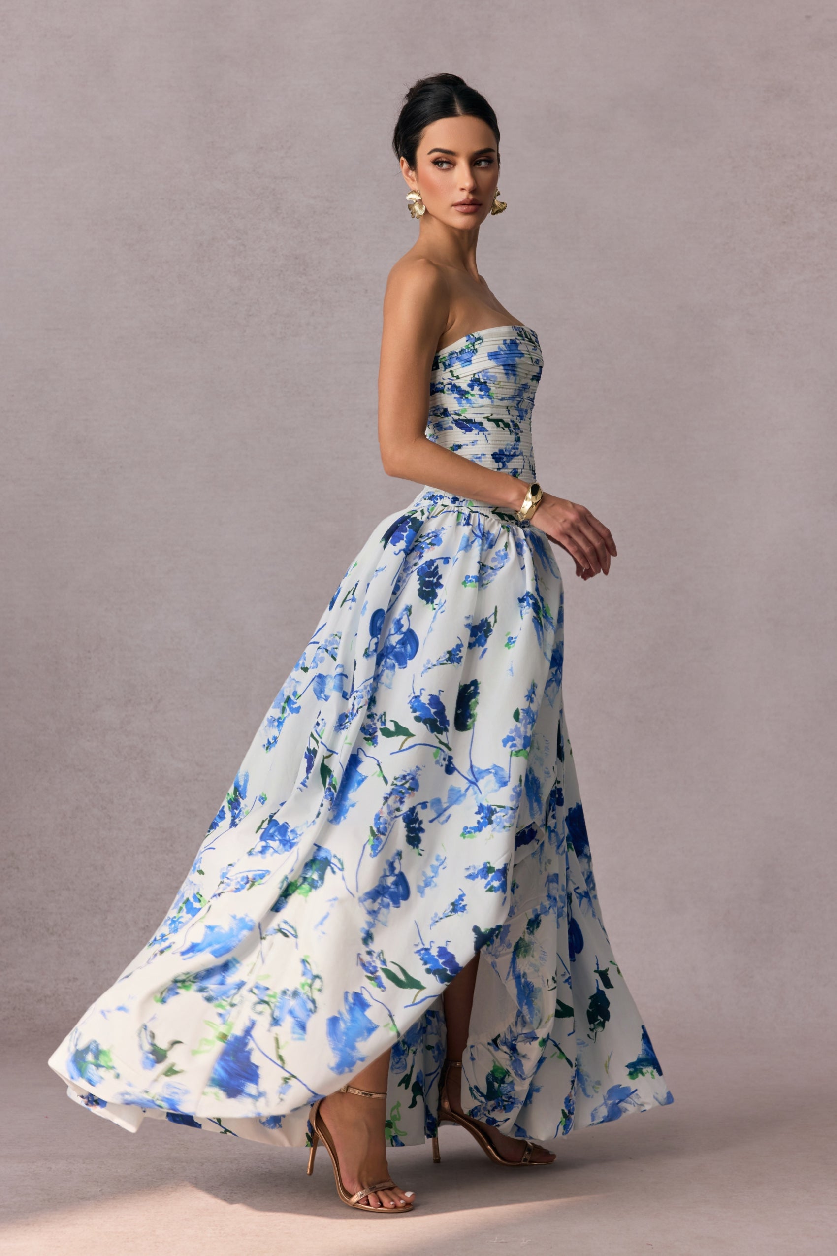Juliana Floral Print Bubble Hem Maxi Dress