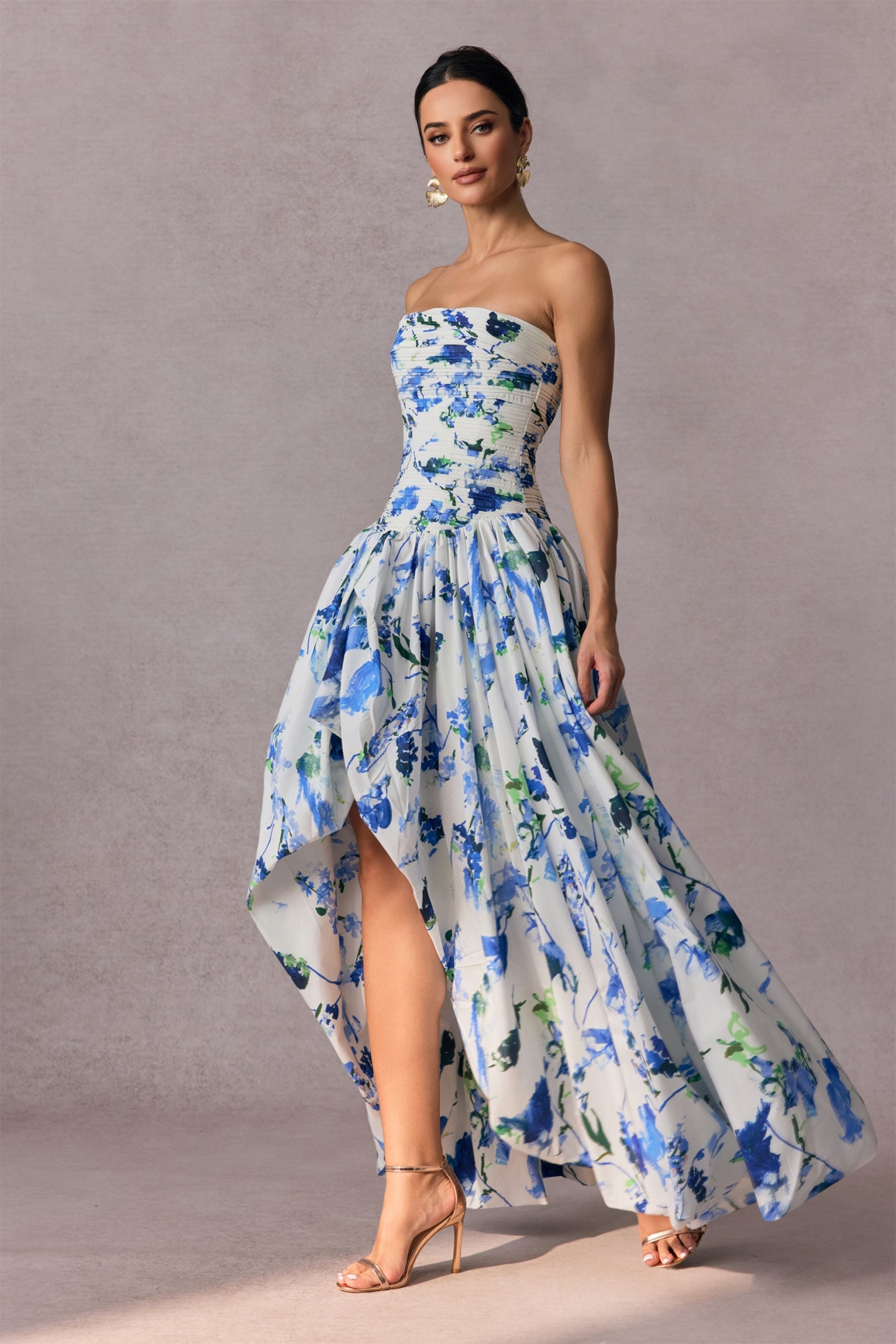 Juliana Floral Print Bubble Hem Maxi Dress
