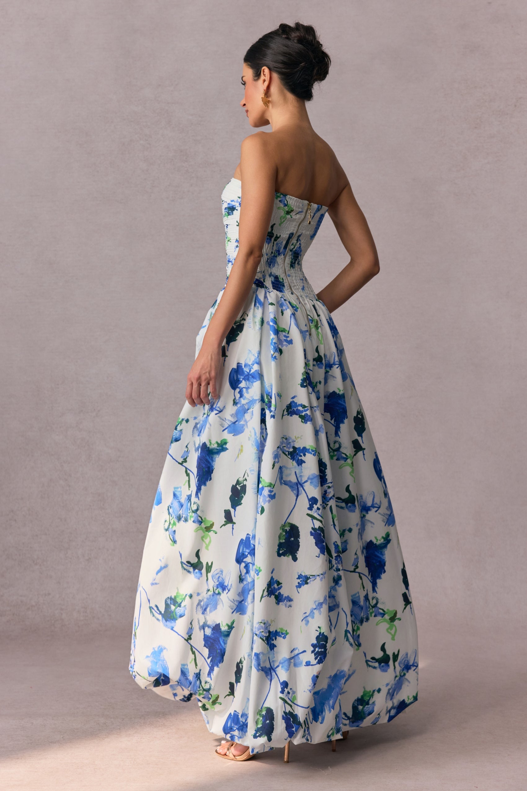 Juliana Floral Print Bubble Hem Maxi Dress