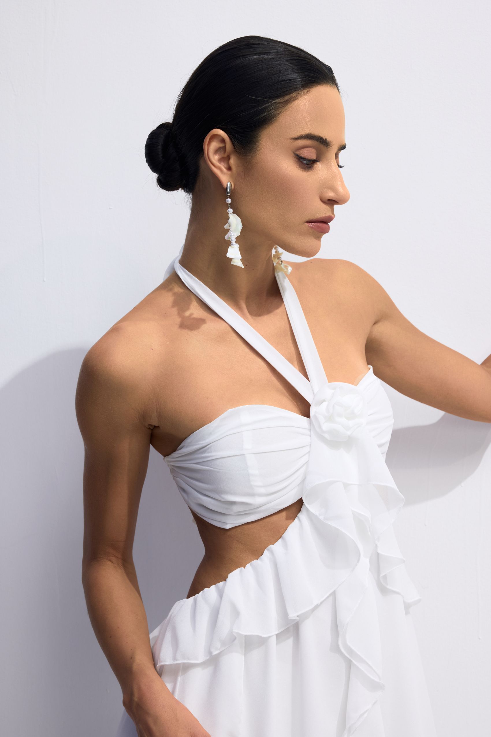 Maggie Halter Cut-Out Ruffle Maxi Dress