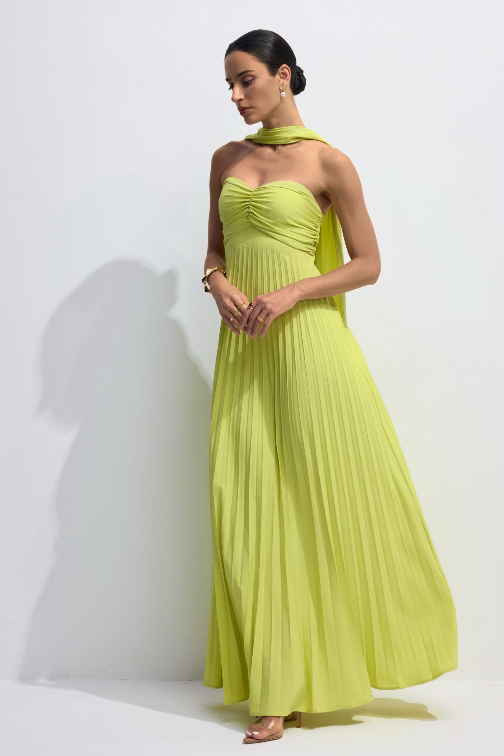 Veromca Strapless Pleated Maxi Dress