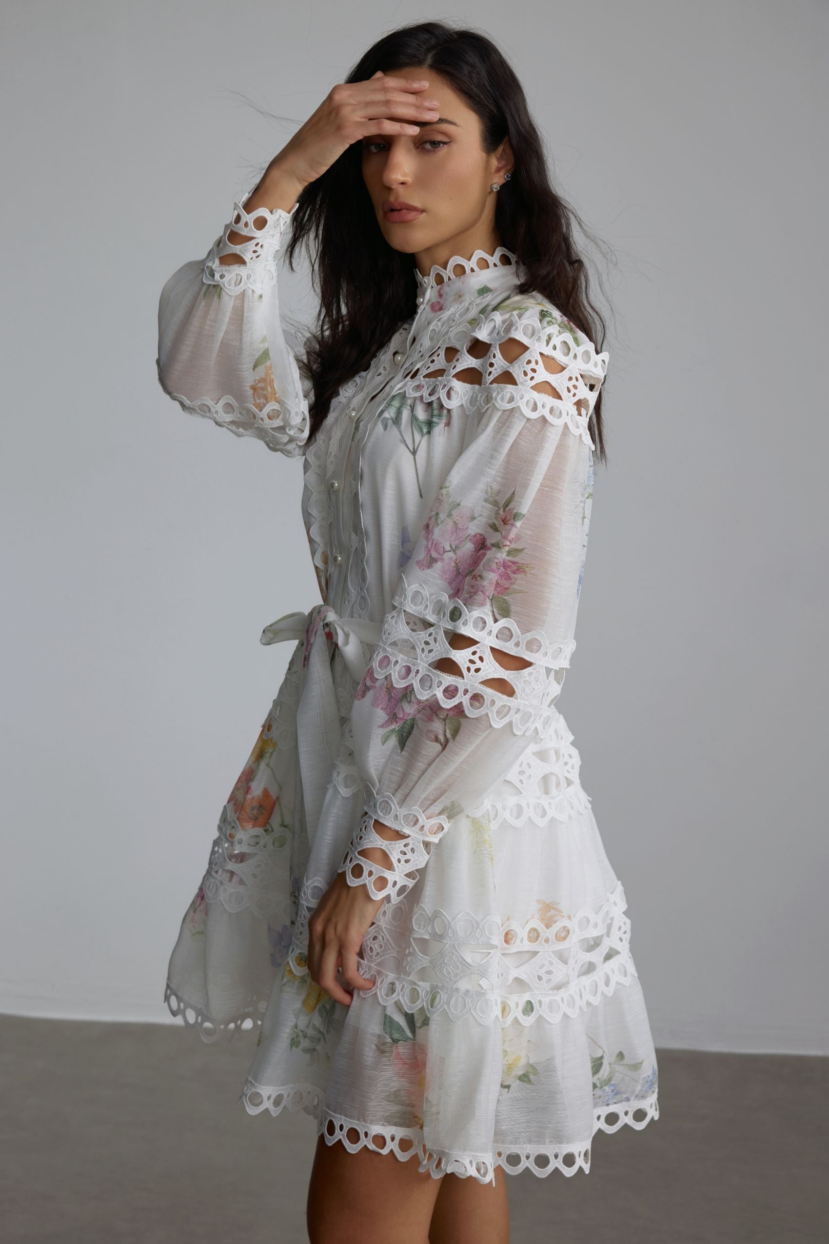Alice Floral Print Lace Panelled Mini Dress
