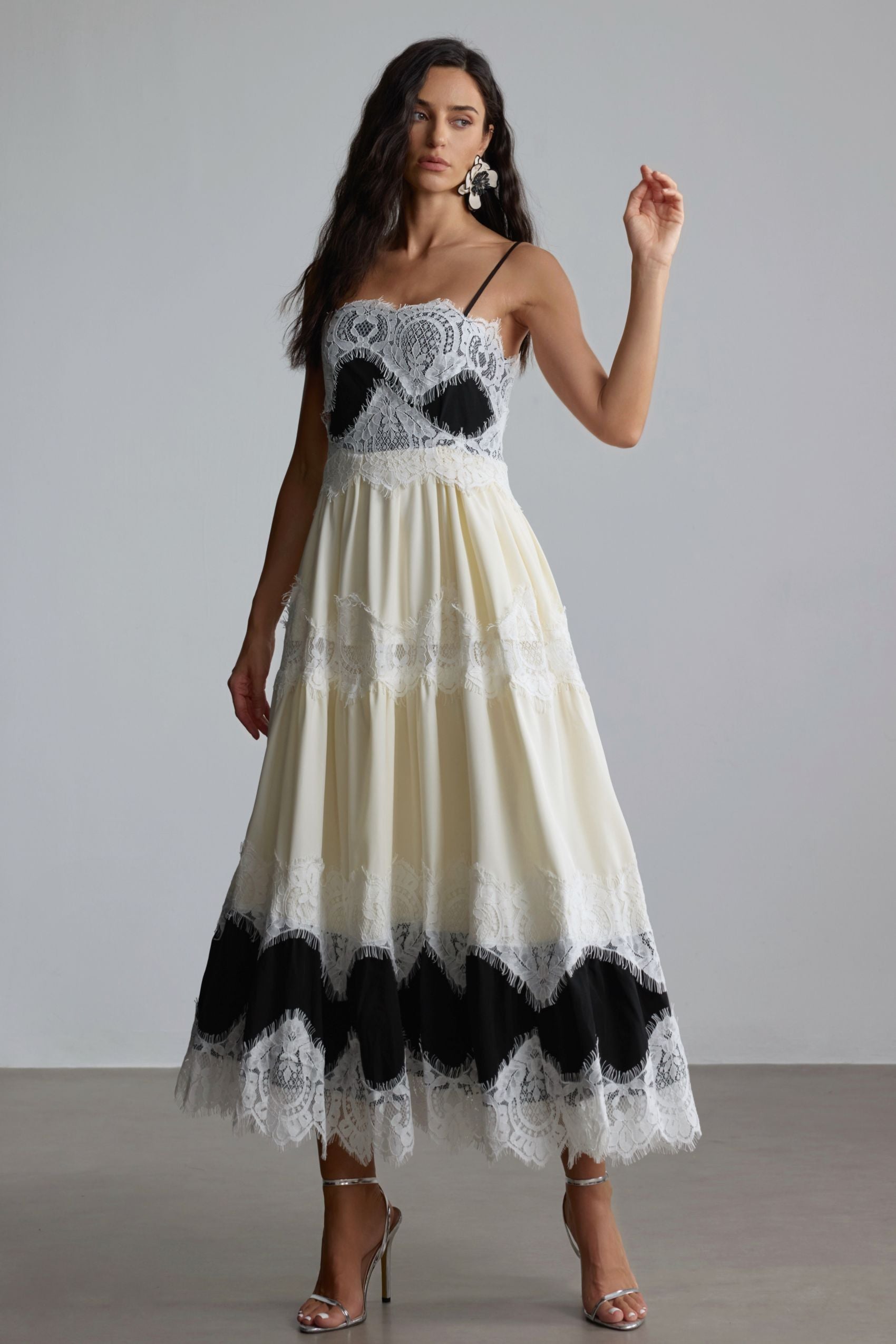 Lillian Embroidered Lace Slip Maxi Dress