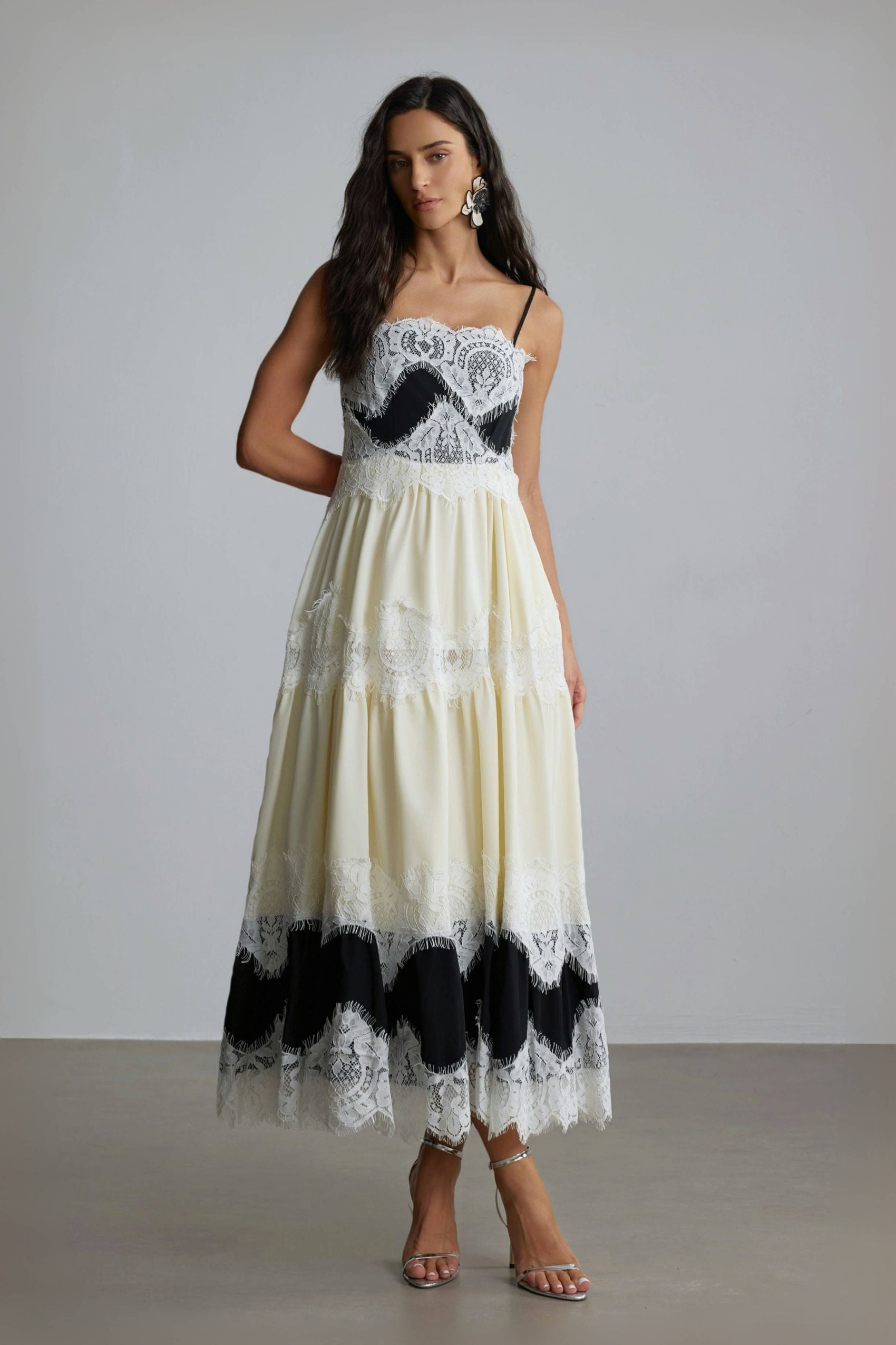 Lillian Embroidered Lace Slip Maxi Dress