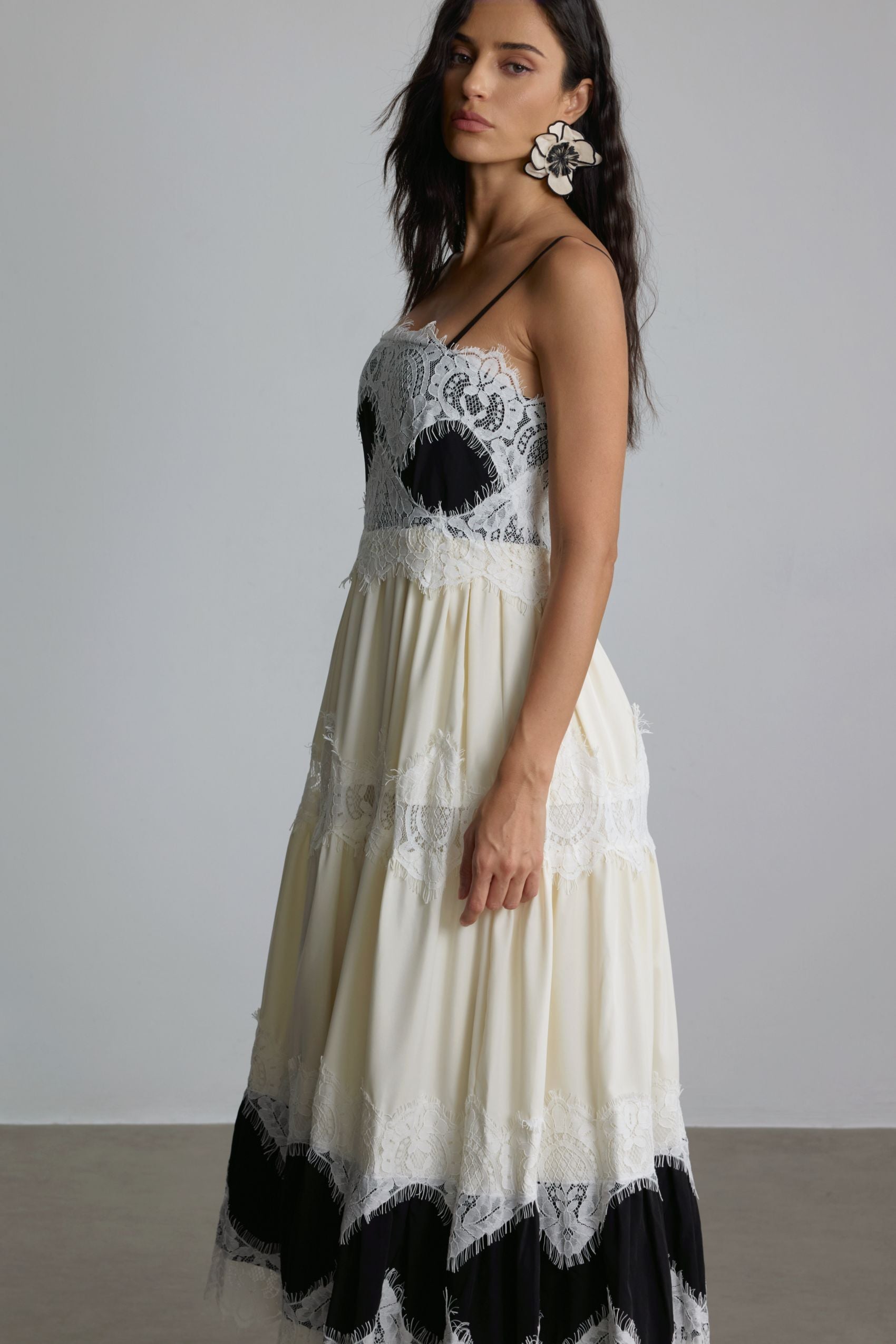 Lillian Embroidered Lace Slip Maxi Dress