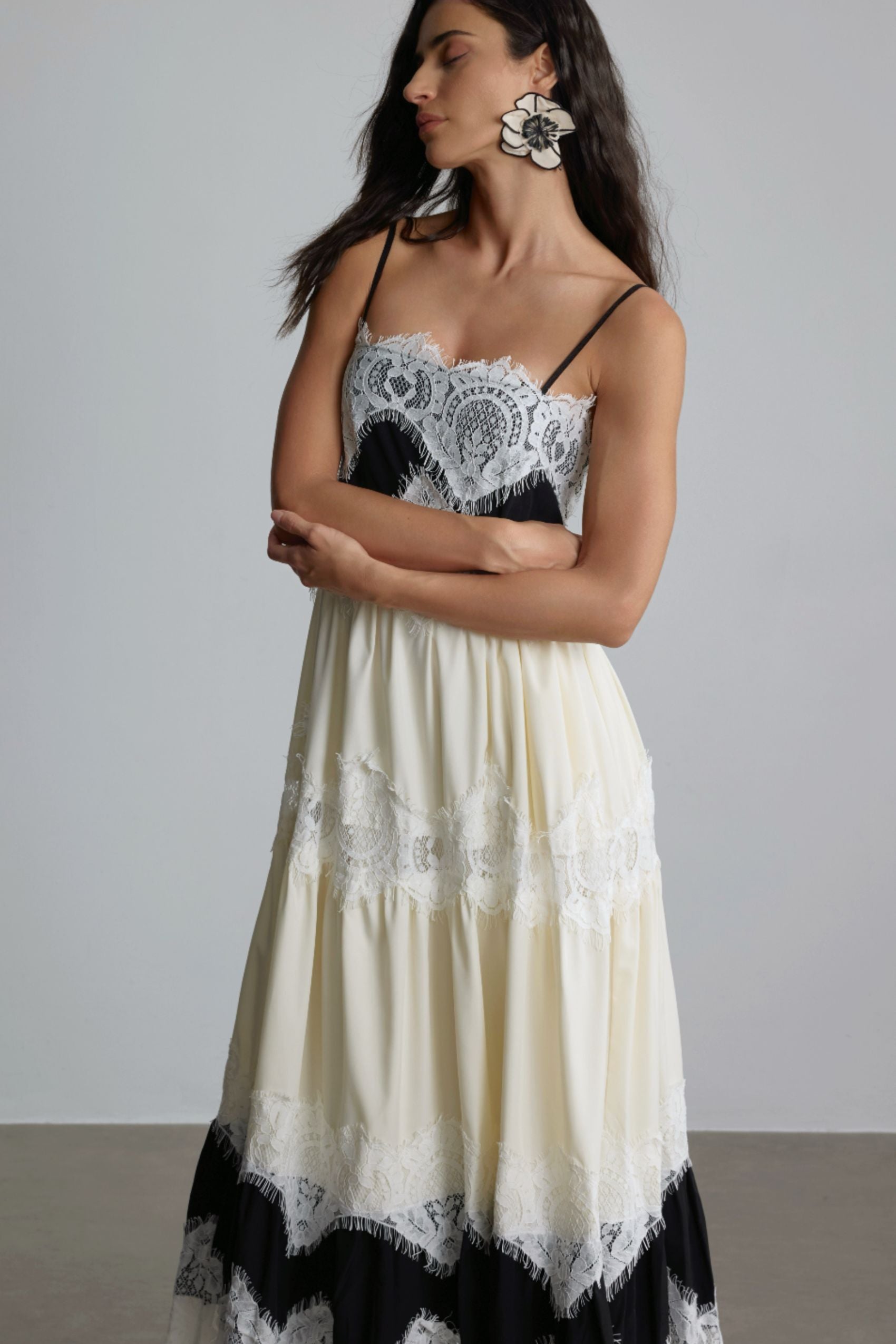 Lillian Embroidered Lace Slip Maxi Dress