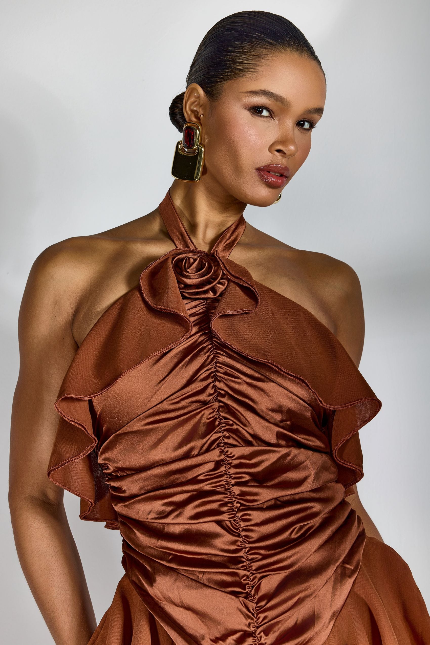 Elena Halter Neck Ruffled Bodysuit