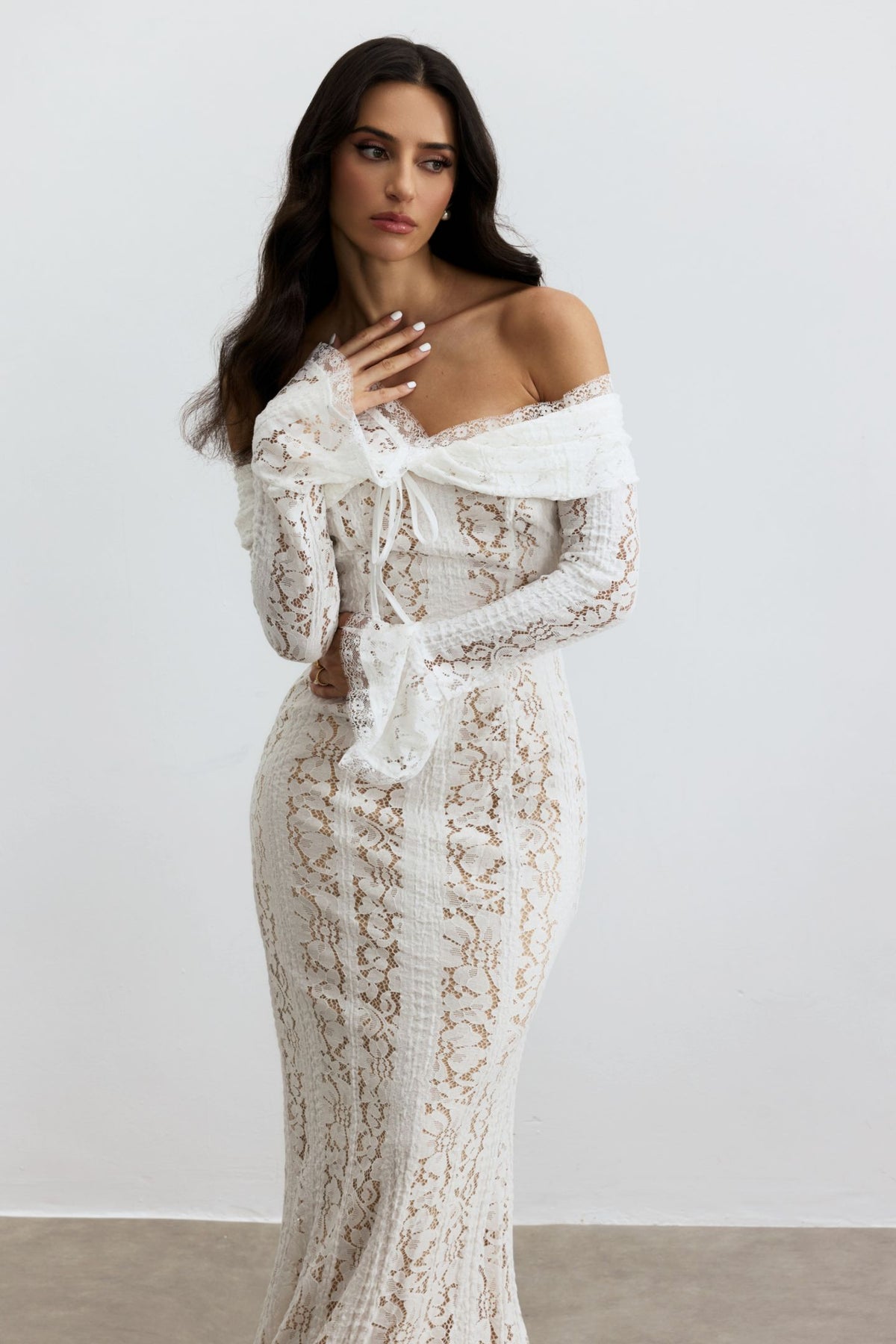Emily Off Shoulder Lace Maxi Dress