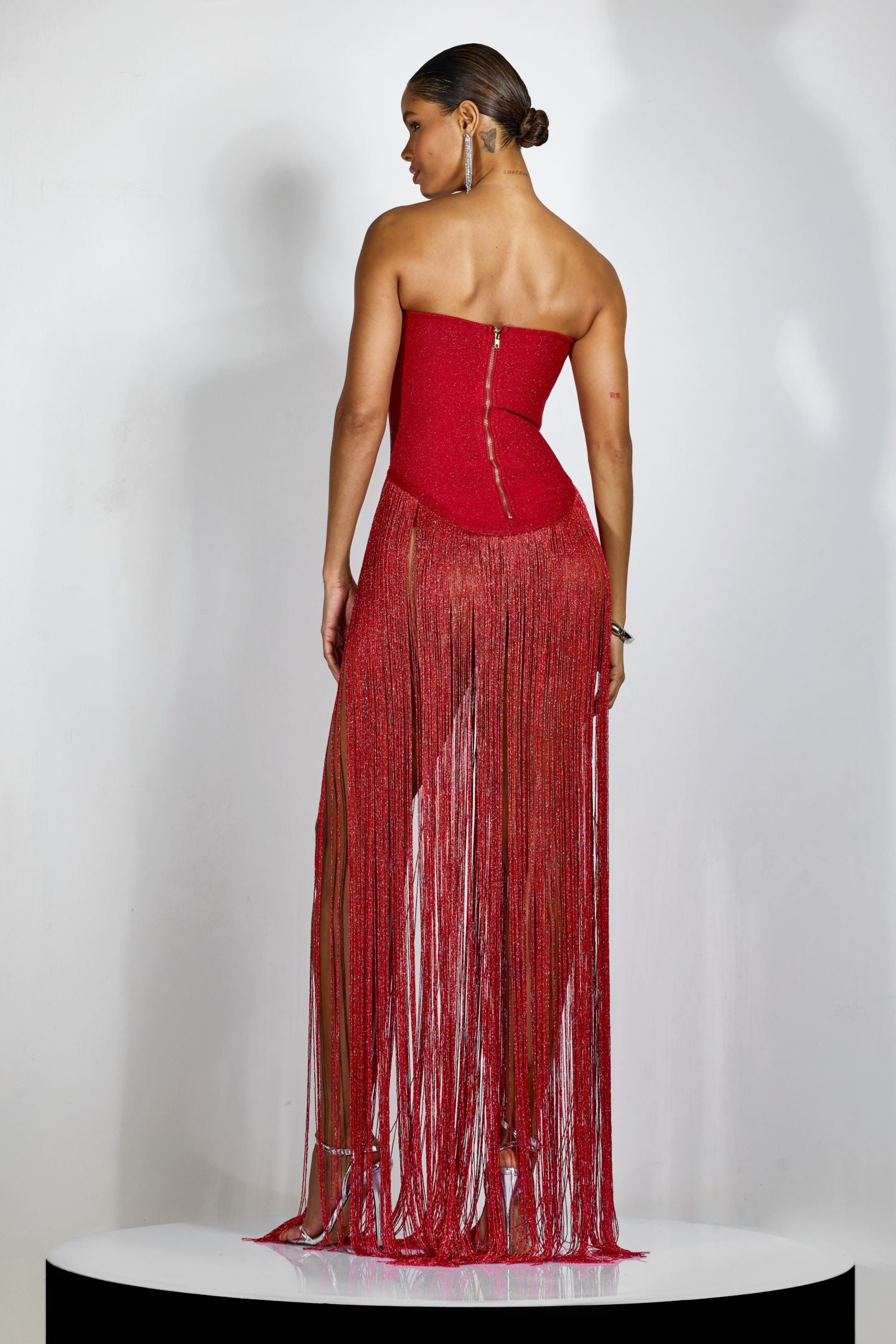 Eleanor Strapless Fringe Maxi Dress