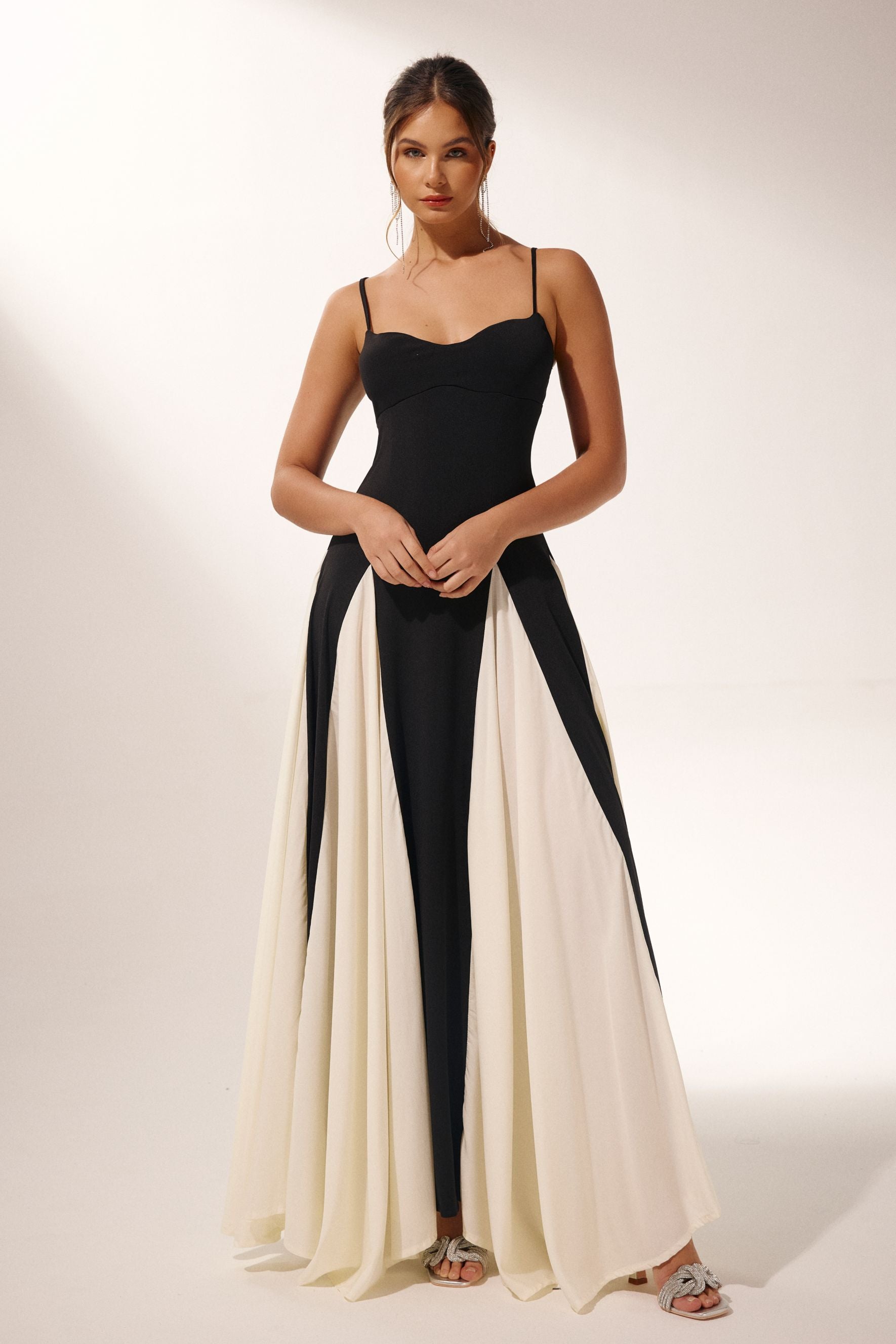 Griselda Color Block Maxi Slip Dress