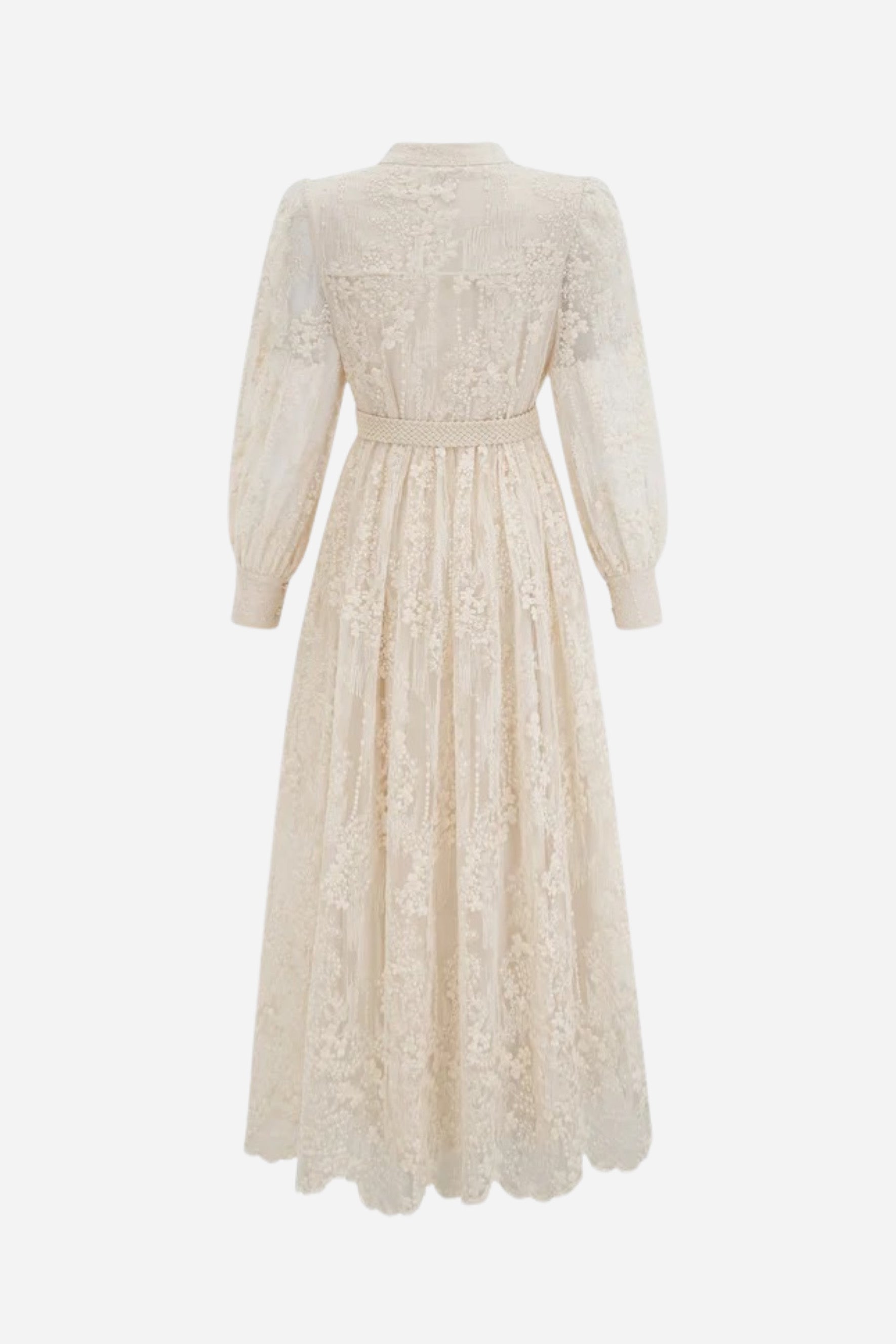 Madeline V-Neck Lace Embroidered Midi Dress