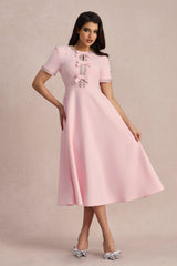 Zoe Bowknot Crystal-embellished Midi Dress