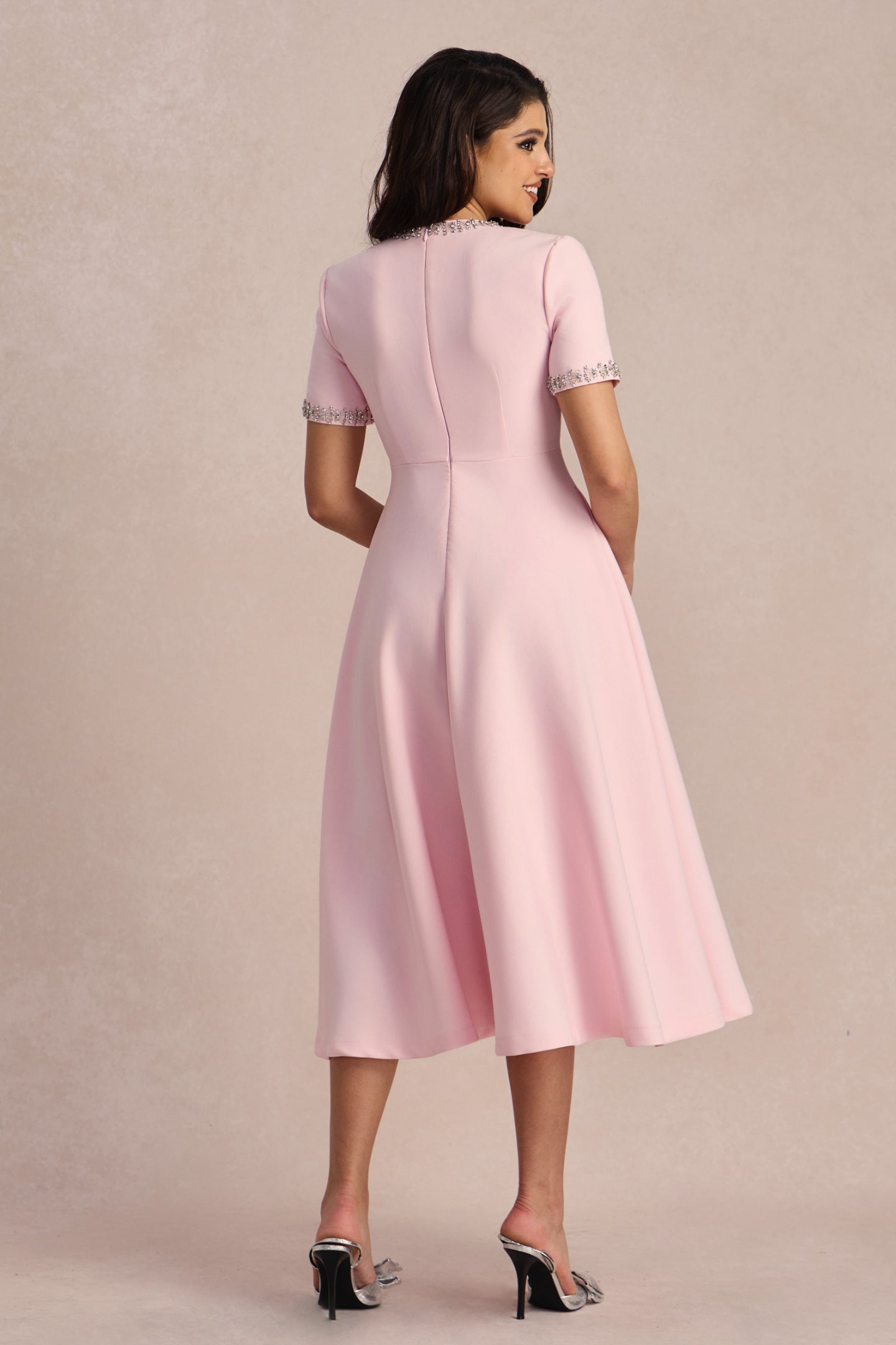 Zoe Bowknot Crystal-embellished Midi Dress