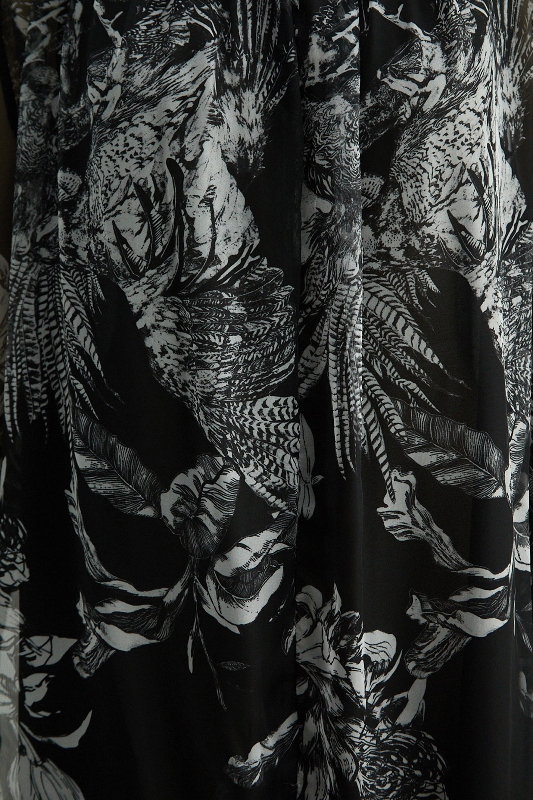 Shadow Garden Black Floral Print Puff Sleeve Maxi Dress