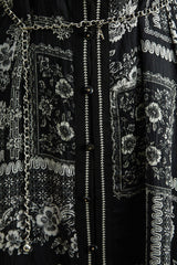 Midnight Bloom Black Floral Print Tiered Midi Dress