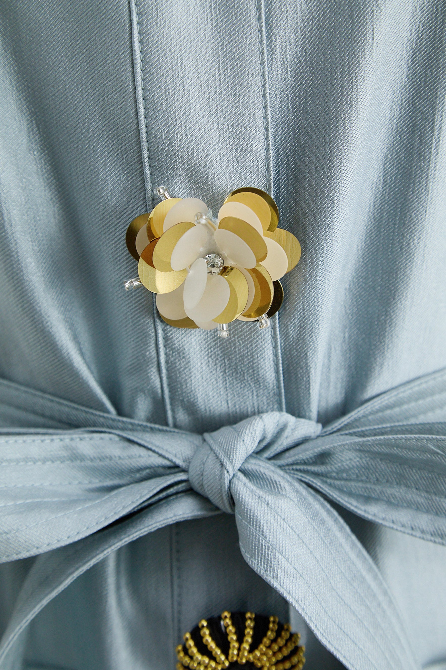 Simple Feeling Blue Floral Button & Wide Leg Pants Set