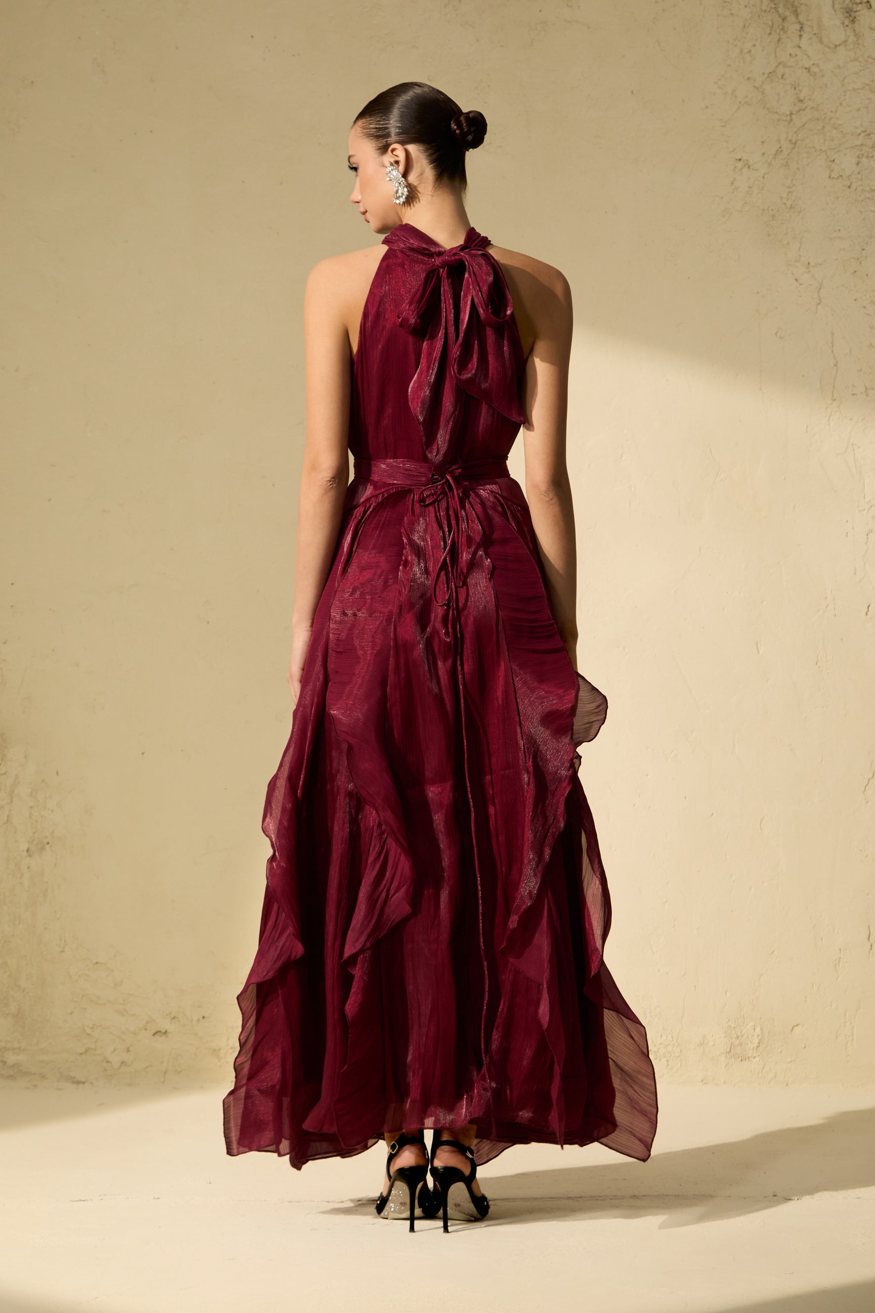 Love In Your Eyes Rosette Tiered Ruffles Maxi Dress